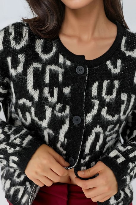 Jacquard Langarm-Button-Cardigan - Image 5