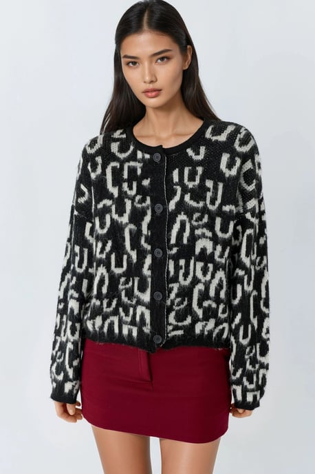 Jacquard Langarm-Button-Cardigan - Image 6