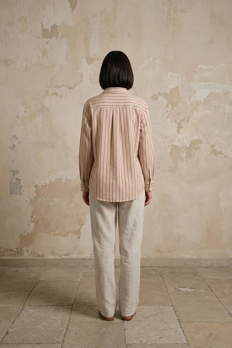 Gestreiftes Leinenmischung Button-Up Hemd - Image 4