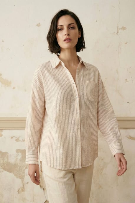 Gestreiftes Leinenmischung Button-Up Hemd - Image 5
