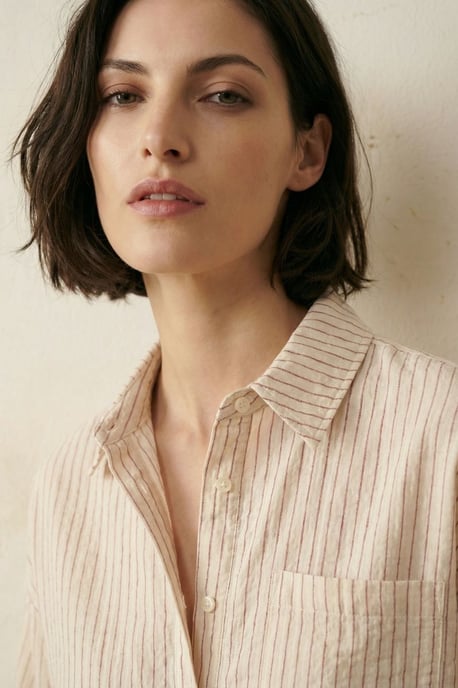 Gestreiftes Leinenmischung Button-Up Hemd - Image 6