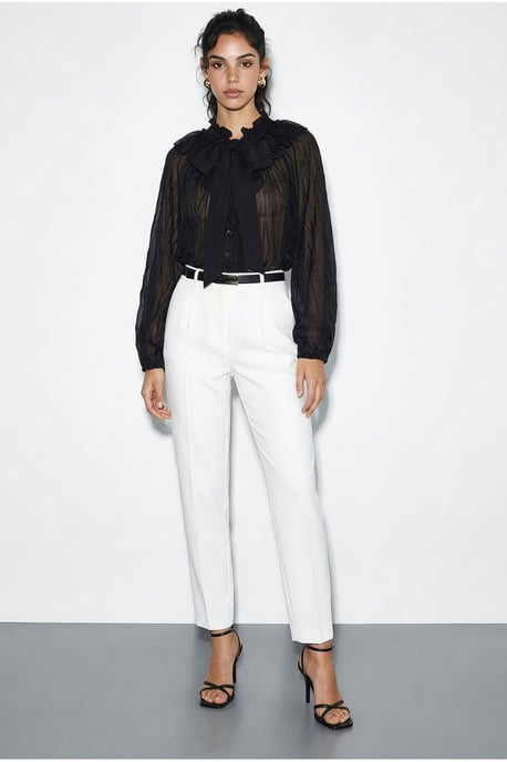 Bluse aus Krepp mit Knöpfen und Schleifendetail - Image 5
