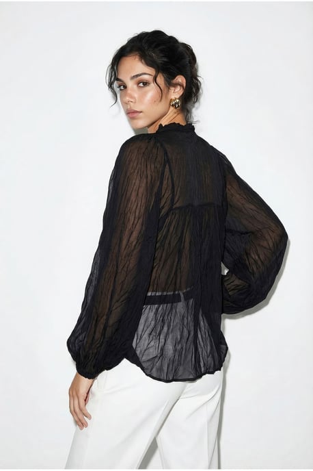 Bluse aus Krepp mit Knöpfen und Schleifendetail - Image 6