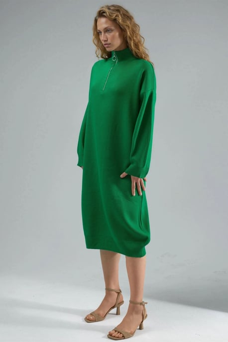 Rippstrick-Midikleid mit Reißverschlusskragen - Image 2