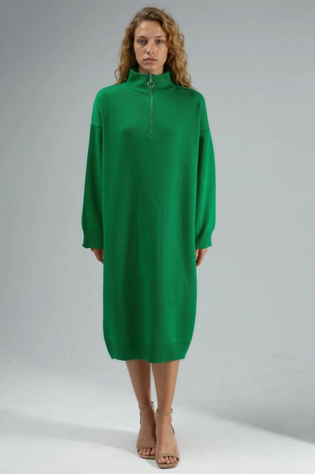 Rippstrick-Midikleid mit Reißverschlusskragen - Image 5