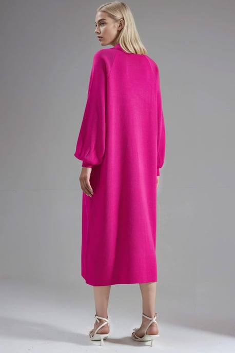 Langes, locker sitzendes, geripptes Strickkleid mit Rundhalsausschnitt - Image 3