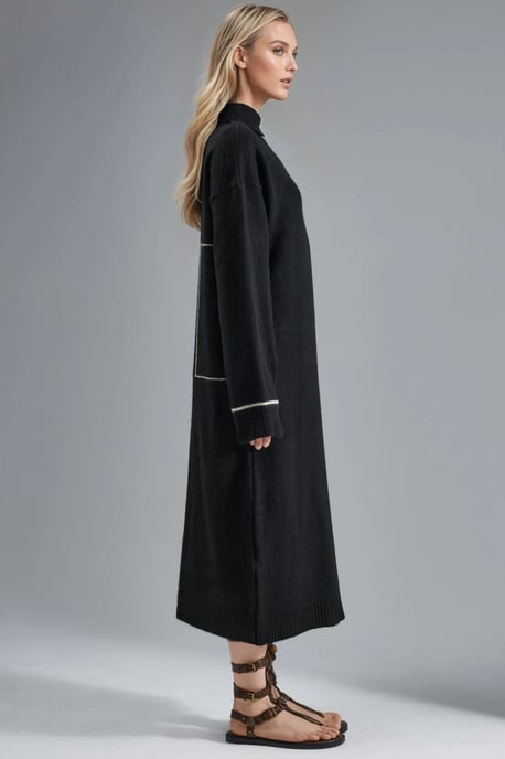 Polokragen Rippstrick-Midi-Strickkleid - Image 2
