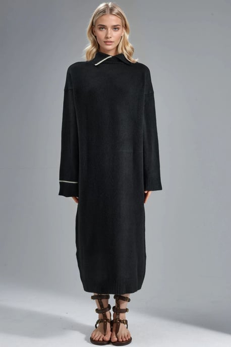Polokragen Rippstrick-Midi-Strickkleid - Image 6