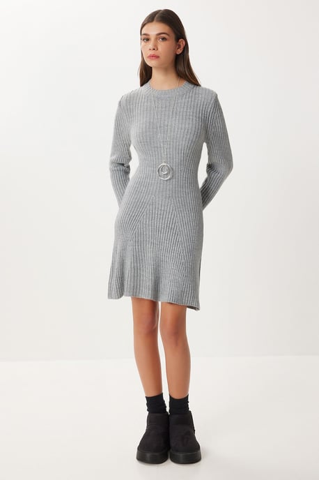 Geripptes A-Linien Strick-Minikleid - Image 2