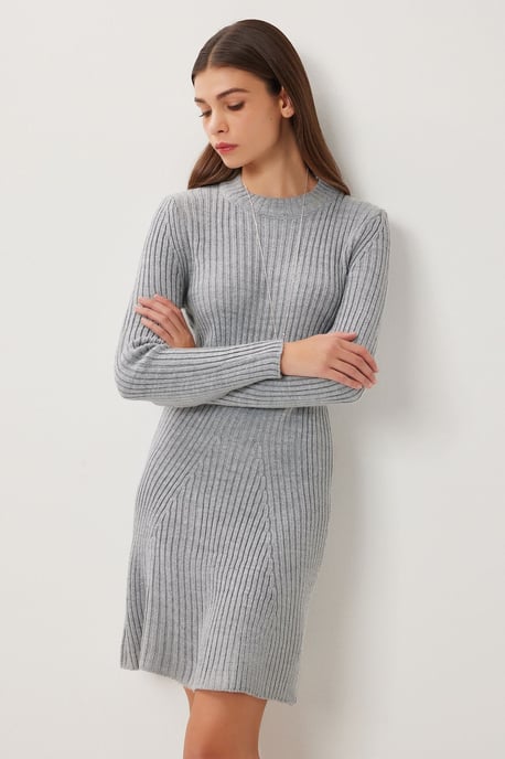 Geripptes A-Linien Strick-Minikleid - Image 3