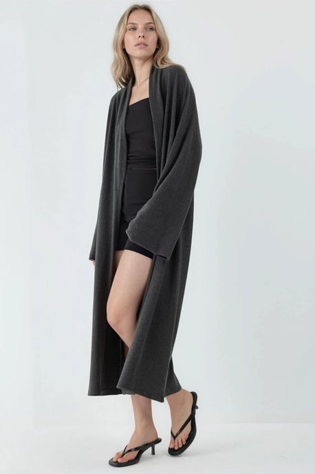 Lässiger Langarm-Cardigan mit offenem Vorderteil und Schalkragen - Image 5