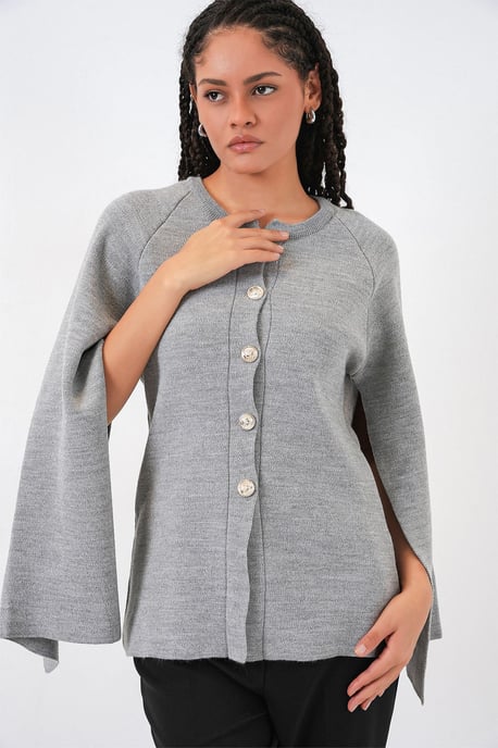 Strickjacke mit Struktur und Knopfverschluss - Image 3