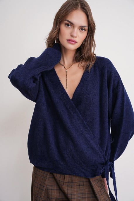 Rippstrick V-Ausschnitt Cardigan mit Bindeband - Image 4