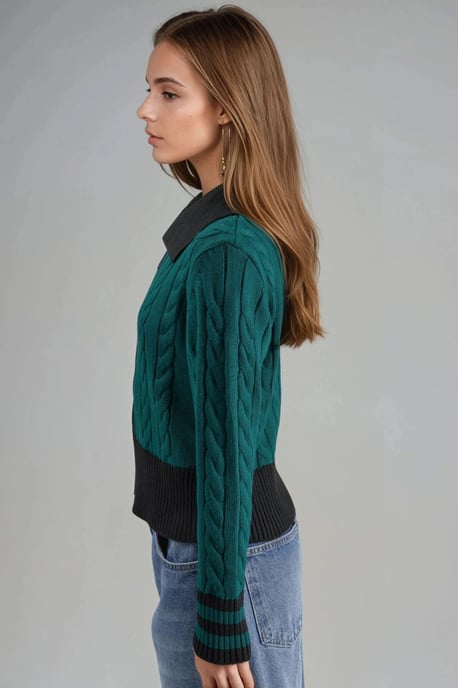 Poloshirt-Kragen mit Reißverschluss Strickjacke - Image 2