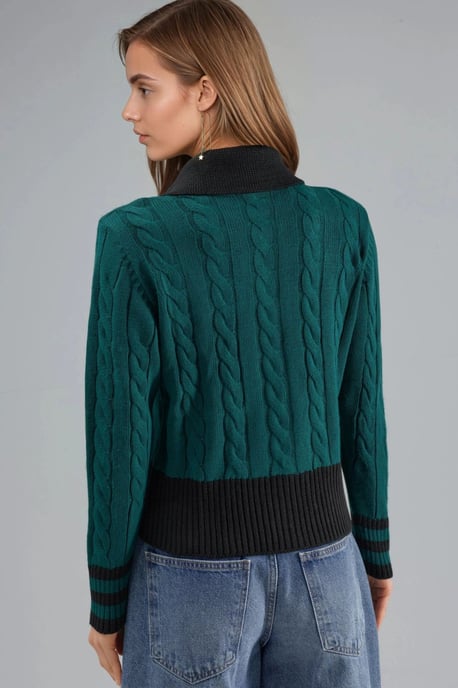 Poloshirt-Kragen mit Reißverschluss Strickjacke - Image 3