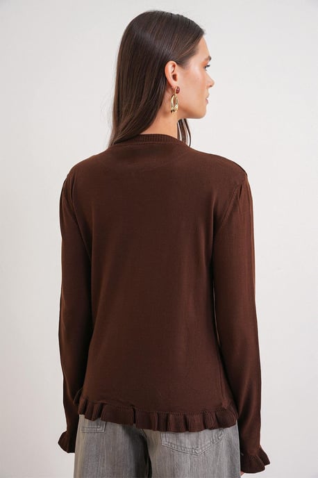 Rüschiger Gerippter Strickcardigan - Image 4