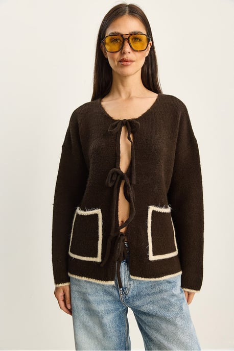 Oversized Strickcardigan mit Bindegurt - Image 2