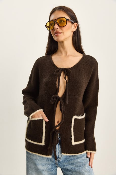 Oversized Strickcardigan mit Bindegurt - Image 4