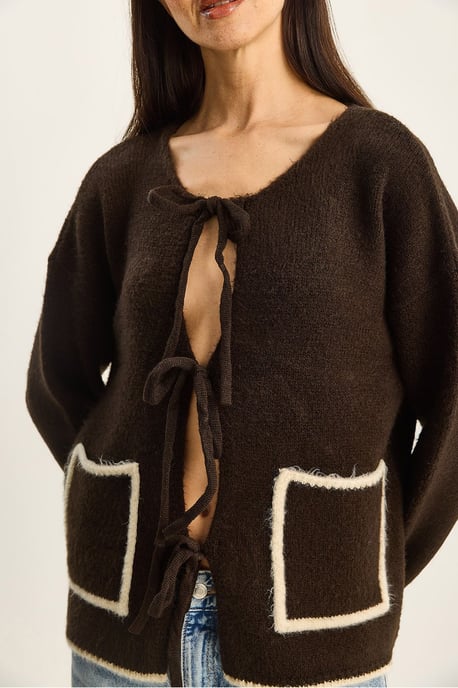 Oversized Strickcardigan mit Bindegurt - Image 5