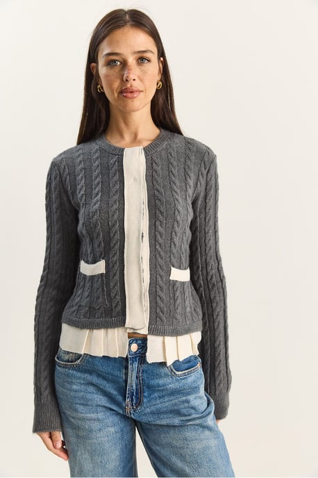 Haarschnurrbart-Muster Strick-Cardigan - Image 2