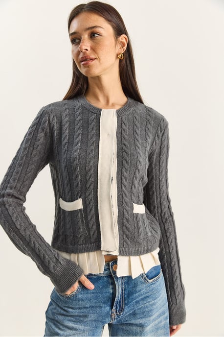 Haarschnurrbart-Muster Strick-Cardigan - Image 3