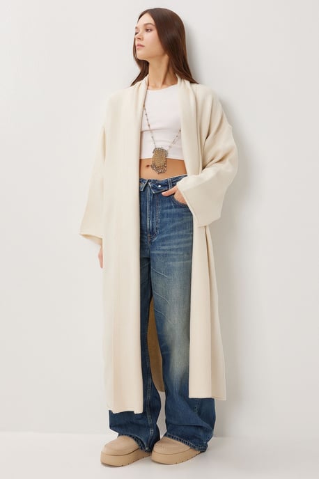 Übergroßer offener Kragen langer Strickcardigan - Image 2