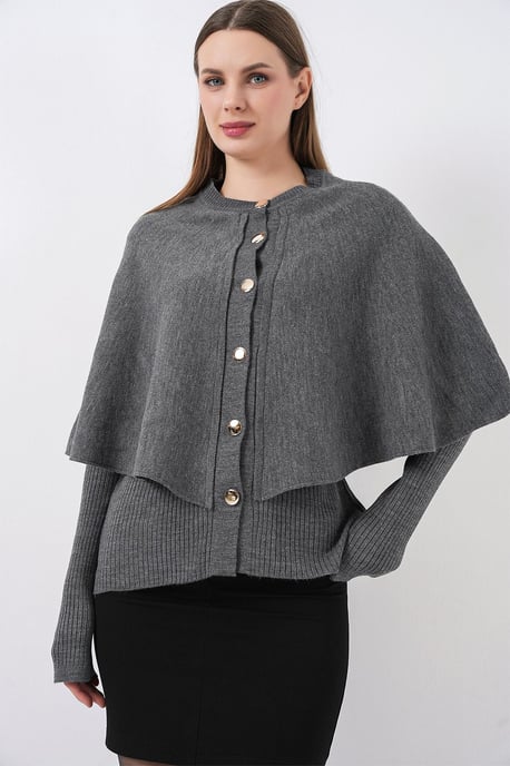 Rippstrukturierter Langarm-Button-Up-Cardigan - Image 1