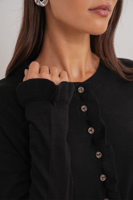 Rüschiger Gerippter Strickcardigan - Image 5