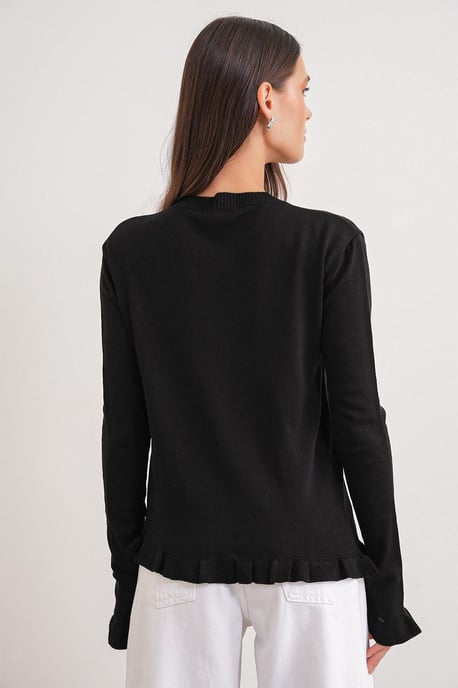 Rüschiger Gerippter Strickcardigan - Image 6