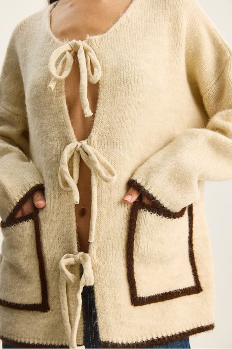 Übergroße Strickjacke mit Bindebandverschluss - Image 6