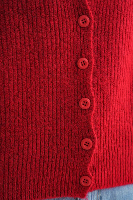Strukturiertes V-Ausschnitt Knopf-Cardigan - Image 6