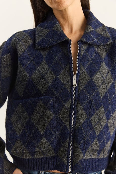 Dicker Jacquard-Strickcardigan mit Reißverschluss - Image 6
