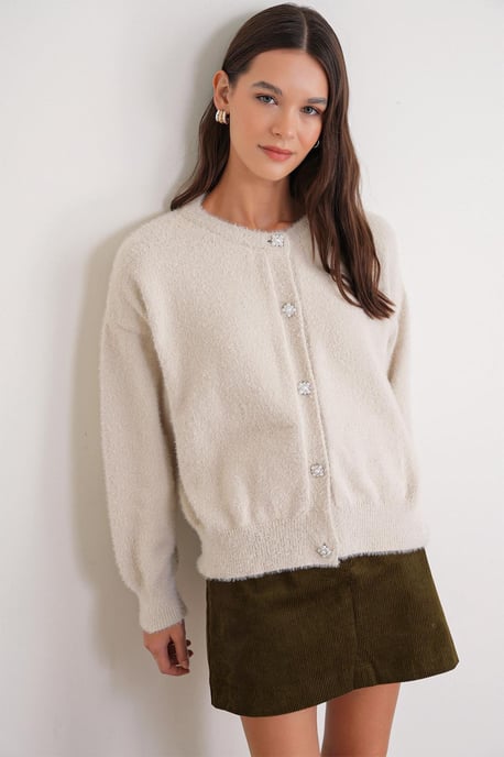 Übergroßer Jacquard-Knopf-Cardigan - Image 2