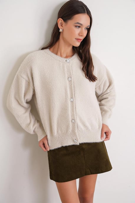Übergroßer Jacquard-Knopf-Cardigan - Image 3