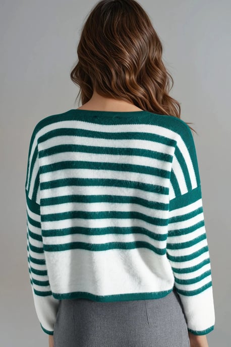 Gestreifter Strickcardigan mit Knopfverschluss - Image 3