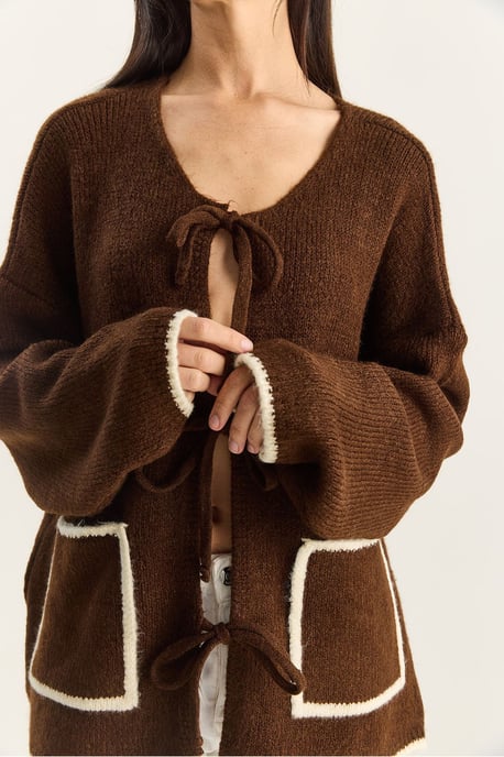 Übergroßer Strickcardigan mit Bindegürtel - Image 5