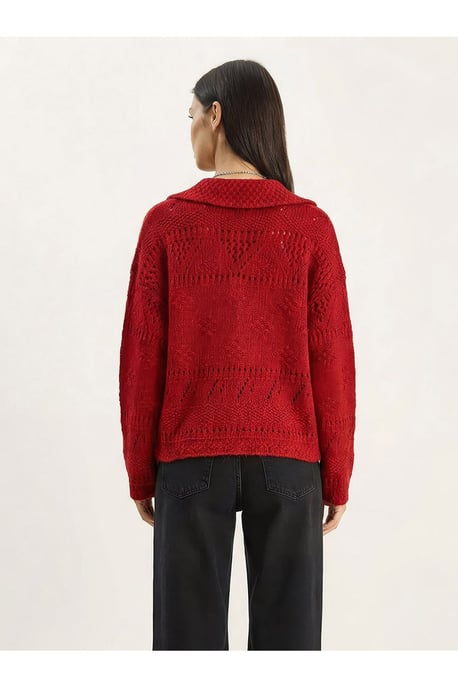 Strukturierter Polo-Kragen Knopf-Cardigan - Image 4