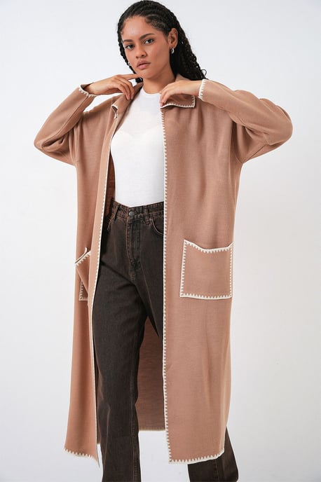 Langer Strickcardigan mit Stichdetails - Image 3