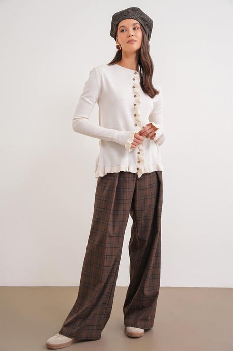 Rüschiger Gerippter Strickcardigan - Image 2