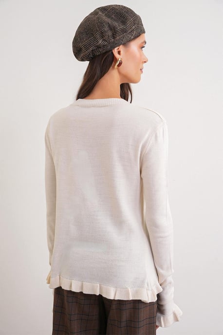 Rüschiger Gerippter Strickcardigan - Image 6