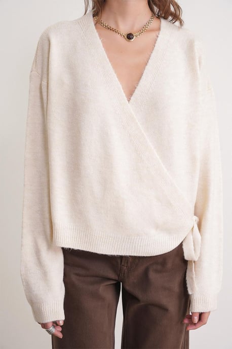 Rippstrick V-Ausschnitt Cardigan mit Bindeband - Image 4