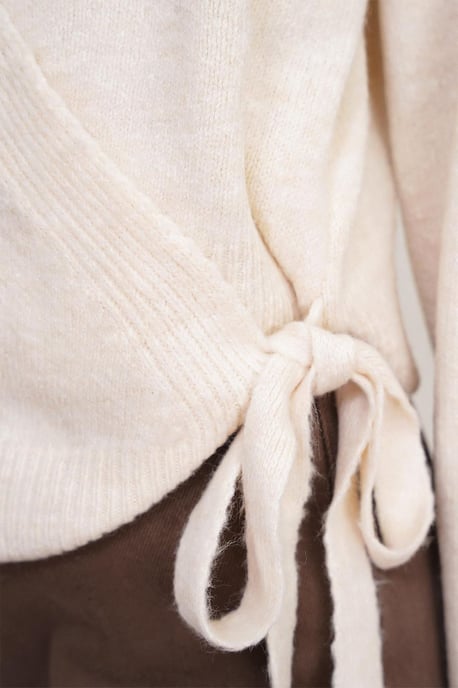 Rippstrick V-Ausschnitt Cardigan mit Bindeband - Image 5