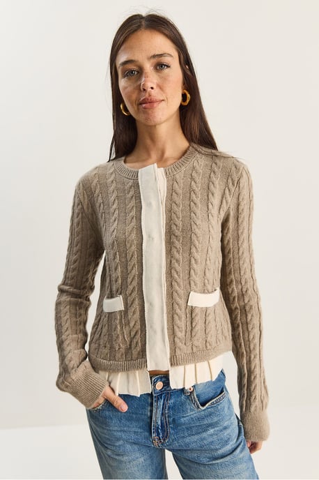 Haar-Muster Strick-Cardigan - Image 2