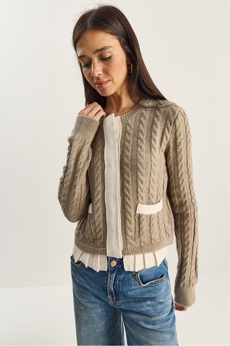 Haar-Muster Strick-Cardigan - Image 3