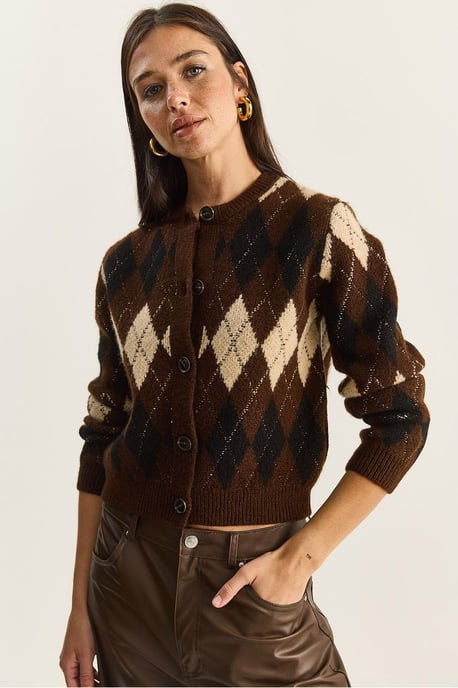 Dicker Jacquard-Strickcardigan mit Knopfverschluss - Image 1