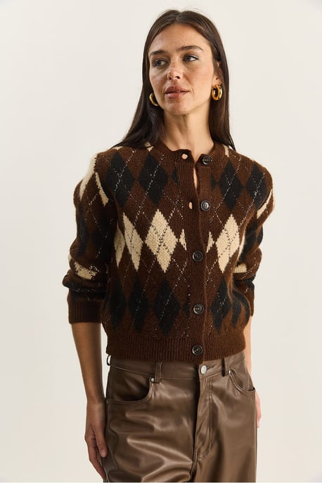 Dicker Jacquard-Strickcardigan mit Knopfverschluss - Image 3
