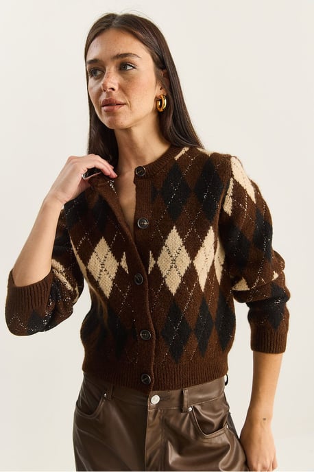 Dicker Jacquard-Strickcardigan mit Knopfverschluss - Image 4