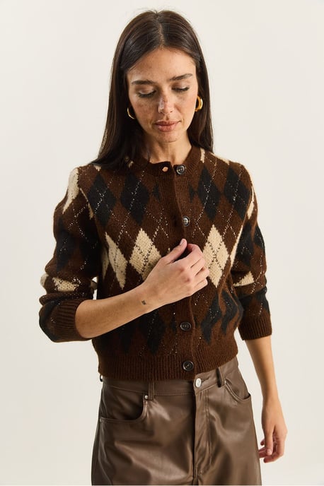 Dicker Jacquard-Strickcardigan mit Knopfverschluss - Image 5