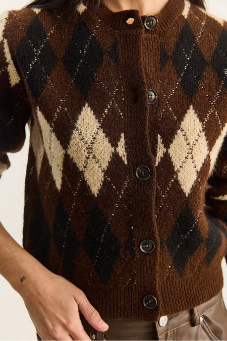 Dicker Jacquard-Strickcardigan mit Knopfverschluss - Image 6