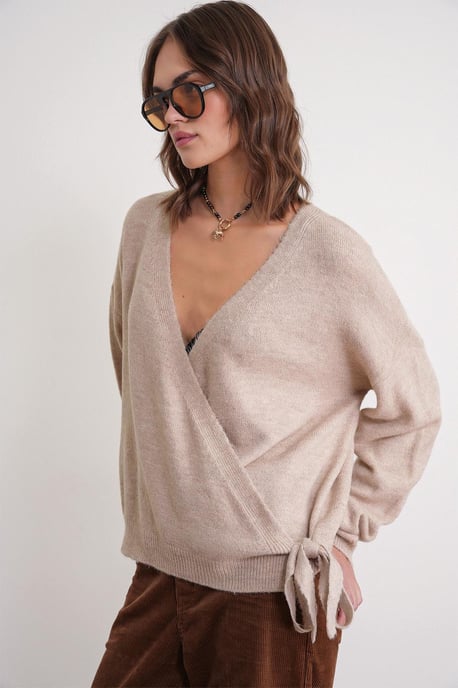 Rippstrick V-Ausschnitt Cardigan mit Bindeband - Image 4